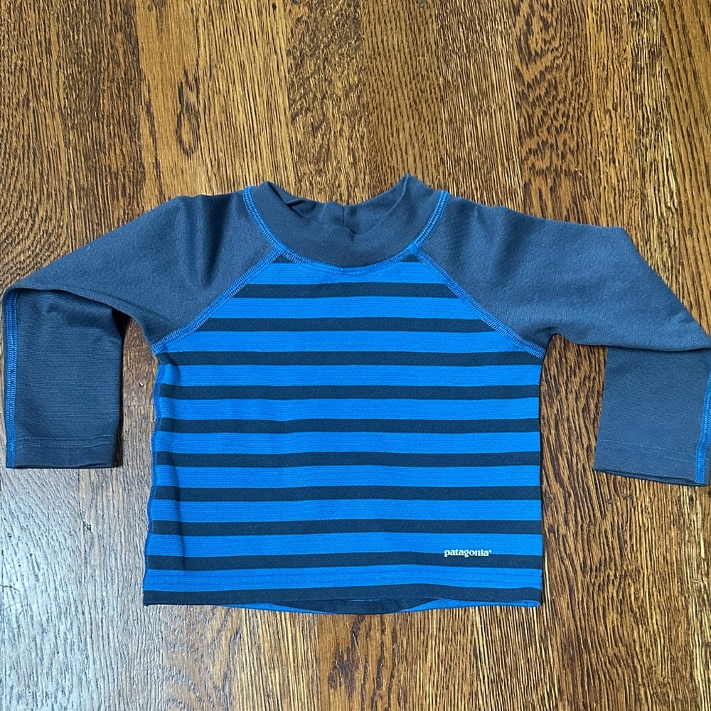 Patagonia Kids' Capilene Blue Striped Long-Sleeve Midweight